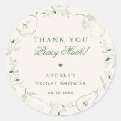 おしゃれなペアのリンゴのテーマの結婚式前お礼メッセージ ラウンドシール (正面)