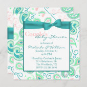 おしゃれなペイズリー カップルのベビーシャワー招待状 招待状 (正面/裏面)