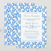 おしゃれなペイントブルーの花のウェディングシャワー招待状 招待状 (正面/裏面)