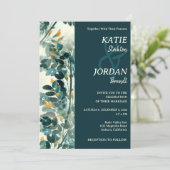 おしゃれなペイントリーフウェディング招待状 招待状 (スタンド正面)