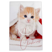 おしゃれなペット愛好家のクリスマス ミディアムペーパーバッグ (裏面)