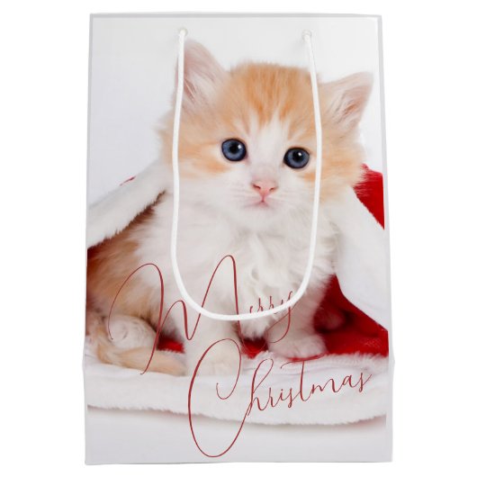 おしゃれなペット愛好家のクリスマス ミディアムペーパーバッグ (裏面)