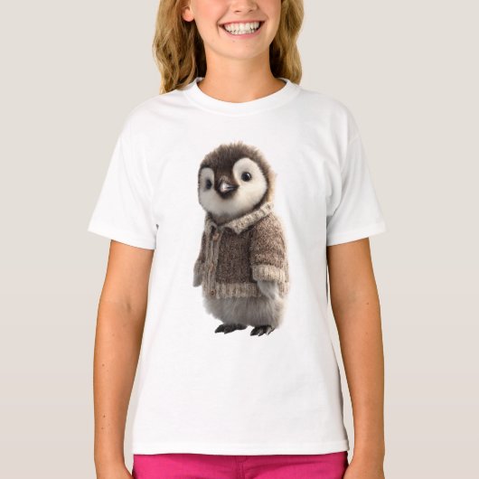 おしゃれなペンギンの子供用セーター Tシャツ (正面)