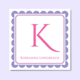 おしゃれなホタテモノグラムのピンク＆ラベンダーのコーリングカード エンクロージャーカード
