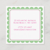 おしゃれなホタテ模様のモノグラム ピンク＆ミントグリーン名刺 エンクロージャーカード (裏面)