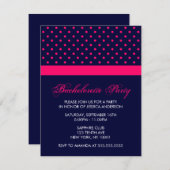 おしゃれなホットピンクの水玉模様 招待状 (正面/裏面)