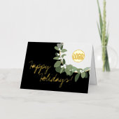 おしゃれなホリデーシーズン エレガントなリース ビジネス ロゴ 箔シーズンカード (正面)