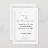 おしゃれなホワイトシルバーグリッタートリム-3x5結婚式招待状 招待状 (正面/裏面)