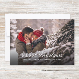 おしゃれなホワイトスクリプトクリスマスグラデーション写真 シーズンカード