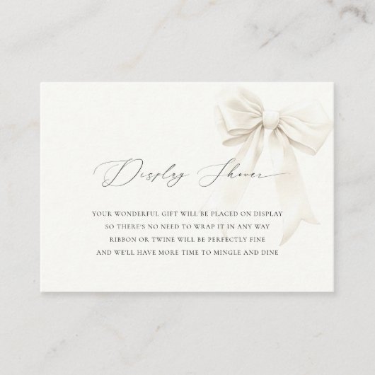 おしゃれなホワイトボウディスプレーシャワー ブライダルシャワー エンクロージャーカード (正面)