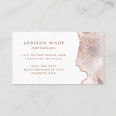 おしゃれなホワイト大理石アゲートローズゴールドグリッター 名刺 (裏面)