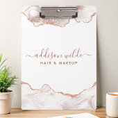 おしゃれなホワイト大理石アゲート ローズゴールド グリッター クリップボード