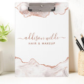 おしゃれなホワイト大理石アゲート ローズゴールド グリッター クリップボード