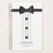 おしゃれなボウタイの週間プランナー（黒と白）- 結婚式の日付を記入して、 groomswoman（新 プランナー手帳 (正面)