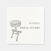 おしゃれなボウ付きシャンパングラス ブライダルシャワー スタンダードカクテルナプキン (正面)