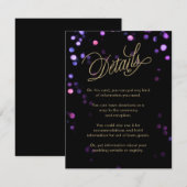 おしゃれなボケライト ブラック＆ゴールドの結婚式 エンクロージャーカード (正面/裏面)