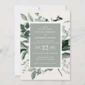 おしゃれなボタニカル フラワーのエレガントな結婚式の詳細QR 招待状 (正面)