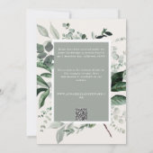 おしゃれなボタニカル フラワーのエレガントな結婚式の詳細QR 招待状 (裏面)