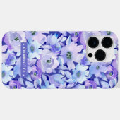 おしゃれなボタニカル 紫 ブルー 水彩 花 名前 Case-Mate iPhoneケース (裏面 (横))