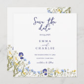おしゃれなボヘミアンスタイルのシンプルな野の花 ウェディング セーブ・ザ・デート (正面/裏面)