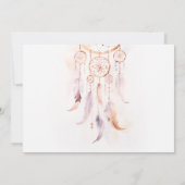 おしゃれなボヘミアンチックな羽根のドリームキャッチャー リハーサルディナー 招待状 (裏面)