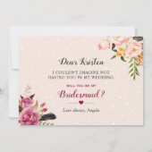 おしゃれなボヘミアンフラワーの花嫁の介添え人になりますか 招待状 (裏面)