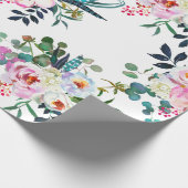 おしゃれなボヘミアンフラワーピンクラベンダーの結婚式のプレゼント ラッピングペーパー (角)