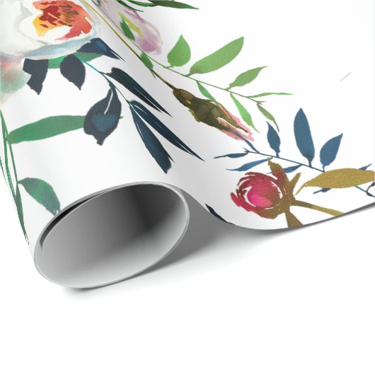 おしゃれなボヘミアンフラワーピンクラベンダーの結婚式のプレゼント ラッピングペーパー (ロールコーナー)