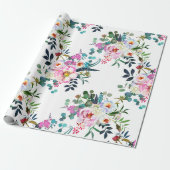 おしゃれなボヘミアンフラワーピンクラベンダーの結婚式ギフト ラッピングペーパー (アンロールド)