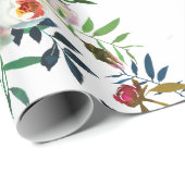 おしゃれなボヘミアンフラワー ピンク ラベンダー ウェディングギフト ラッピングペーパー (ロールコーナー)