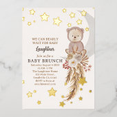 おしゃれなボヘミアンベア ムーンベイビー ブランチ 箔招待状 (正面)