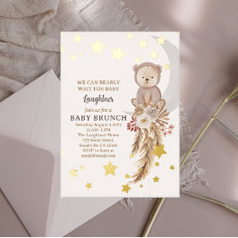 おしゃれなボヘミアンベア ムーンベイビー ブランチ 箔招待状