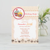 おしゃれなポッシュカップケーキ 30歳の誕生日パーティー 招待状 (スタンド正面)