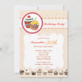 おしゃれなポッシュカップケーキ 30歳の誕生日パーティー 招待状