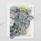 おしゃれなマスカレードゴールドのキンセアニエラパーティー招待状 招待状 (裏面)