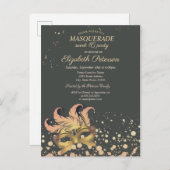 おしゃれなマスカレード・ドット、スウィート16 インビテーションポストカード (正面/裏面)