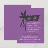 おしゃれなマスク シルエット マスカレード パーティー 招待状 (正面/裏面)