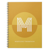 おしゃれなマスタードイエロー幾何学モダンモノグラム ノートブック (正面)