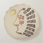 おしゃれなマチュピチュのシルエット（ベージュ） ラウンドクッション (裏面)