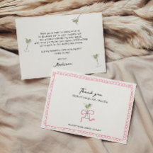 おしゃれなマティーニの弓の手描きデザインのブライダルシャワーのカード