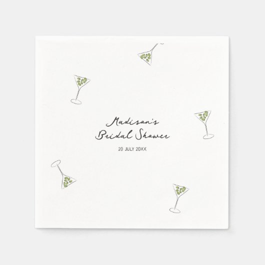 おしゃれなマティーニの絵のウェディングシャワーのナプキン スタンダードカクテルナプキン (正面)