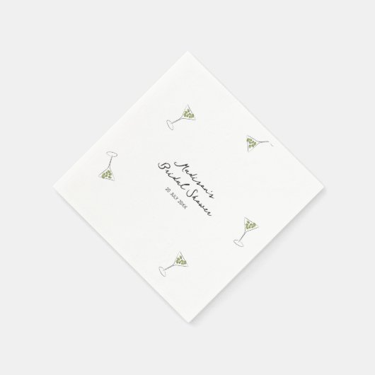 おしゃれなマティーニの絵のウェディングシャワーのナプキン スタンダードカクテルナプキン (角)