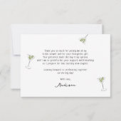 おしゃれなマティーニ ボウ 手描き ブライダル シャワー サンキューカード (裏面)