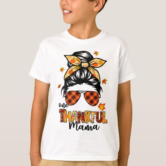 おしゃれなママのサンクスギビング お団子ヘア Tシャツ (正面)