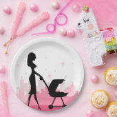 おしゃれなママ押しベビー車 ペーパープレート (パーティー)