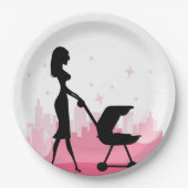 おしゃれなママ押しベビー車 ペーパープレート (正面)