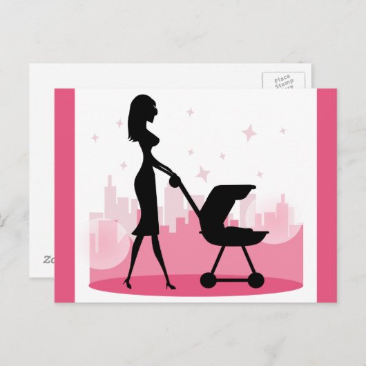 おしゃれなママ押しベビー車 ポストカード (正面/裏面)