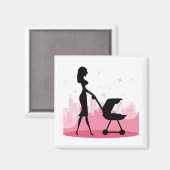 おしゃれなママ押しベビー車 マグネット (正面/裏面)