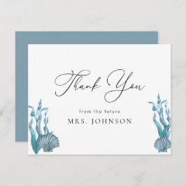 おしゃれなマリンシェル ウェディングシャワー お礼 サンキューカード