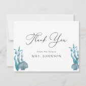 おしゃれなマリン シェル ブライダルシャワーの感謝カード サンキューカード (正面)